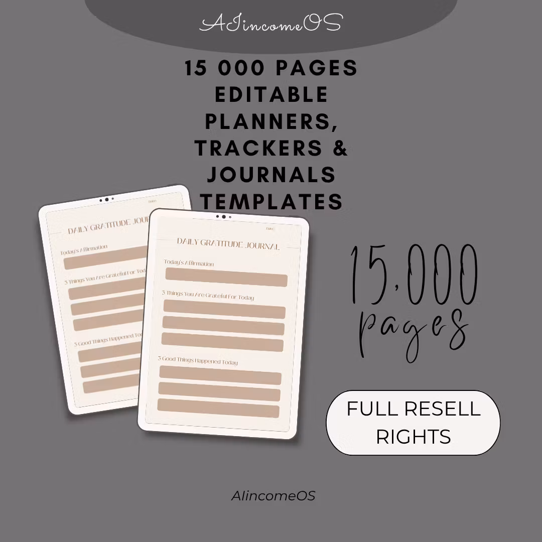 7500 PAGES EDITABLE PLANNERS, TRACKERS & JOURNALS TEMPLATES