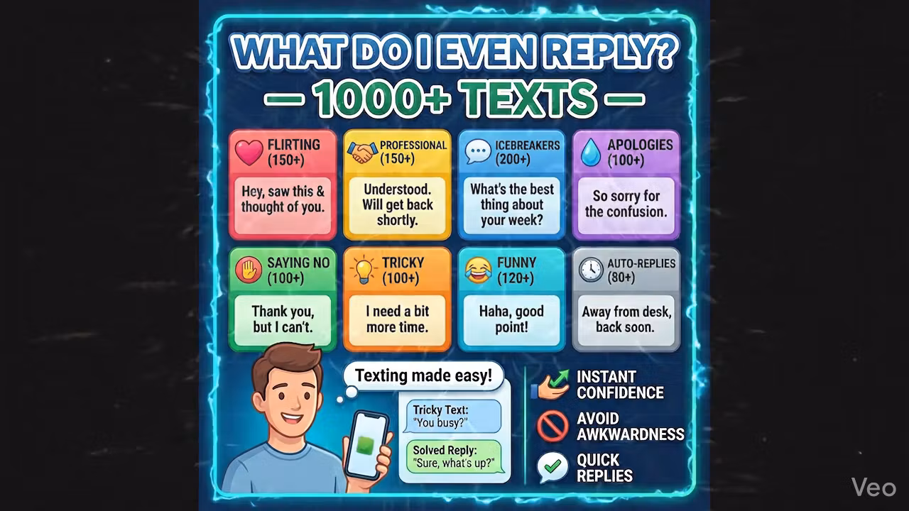 1000 copy-paste replies for dating, work, family & life.