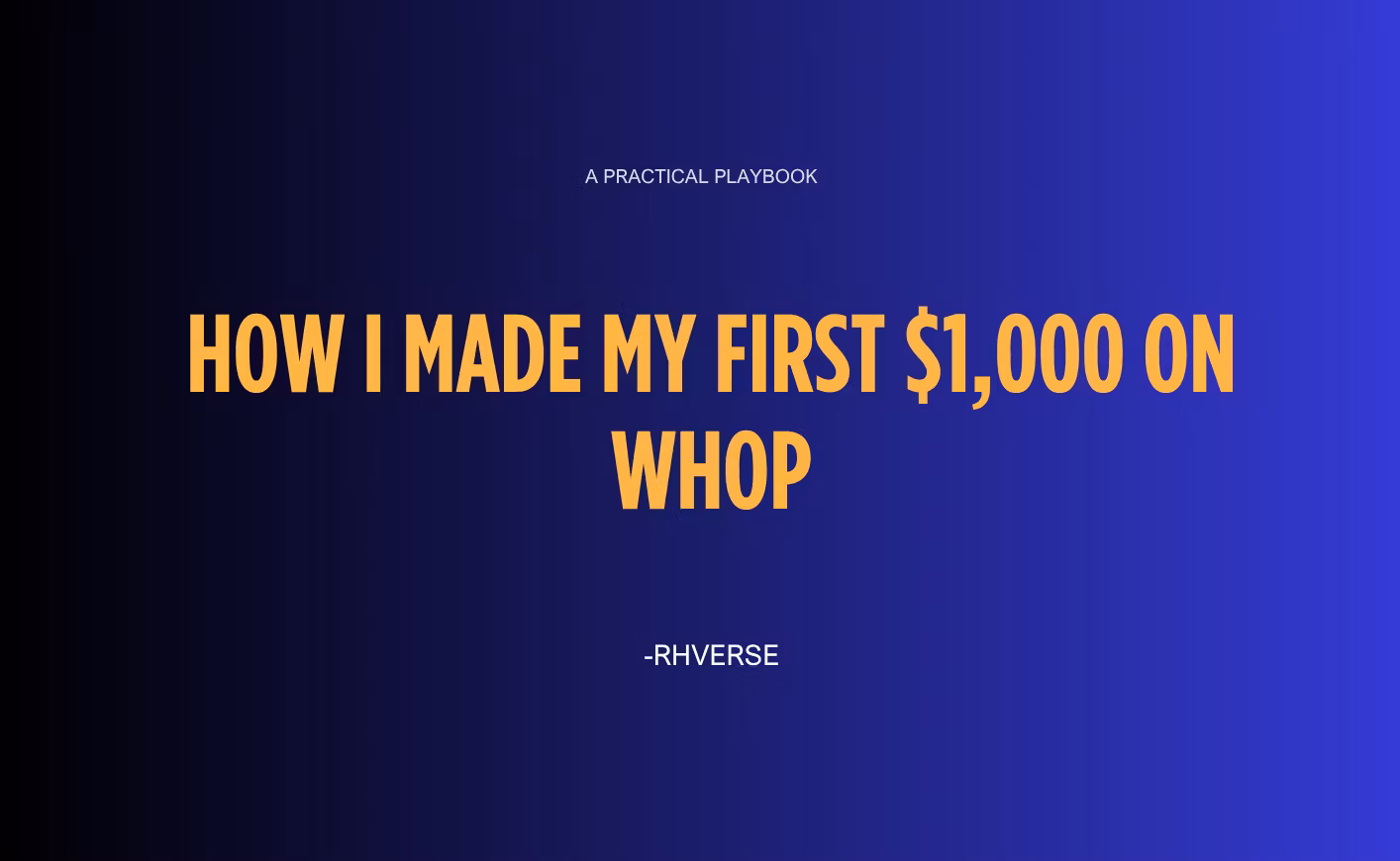  first $1k playbook from scratch.