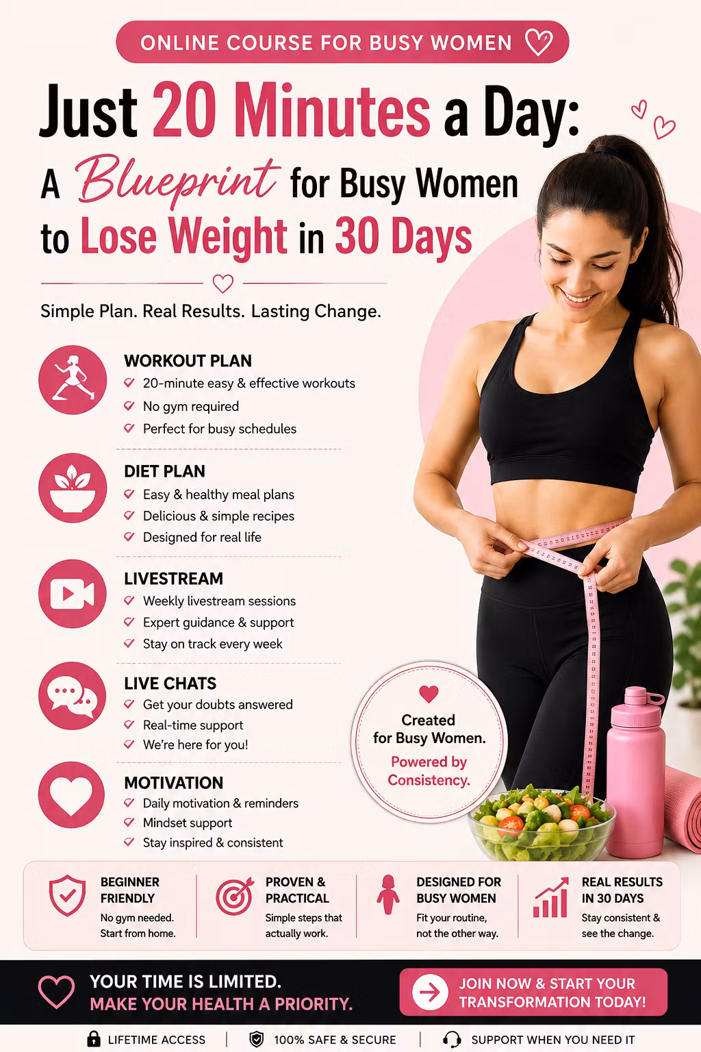 Just 20 Minute a Day: A Blueprint for Busy Women to Loss Weight in 30 Days. 