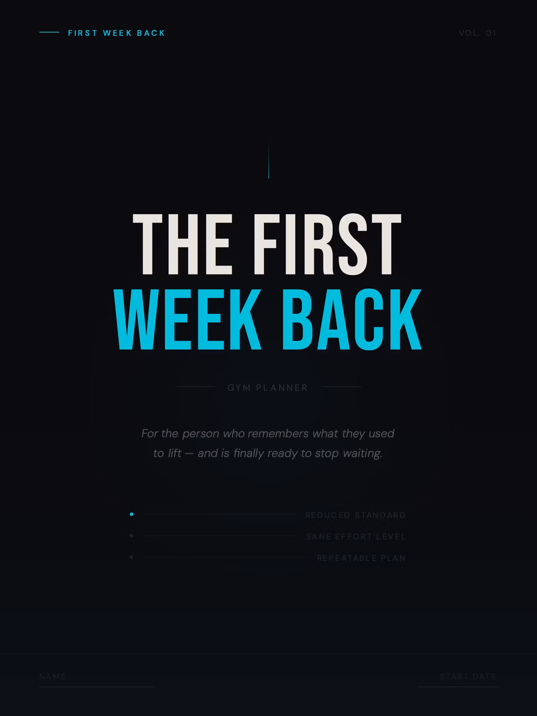 Back in the Gym Week 1 Planner