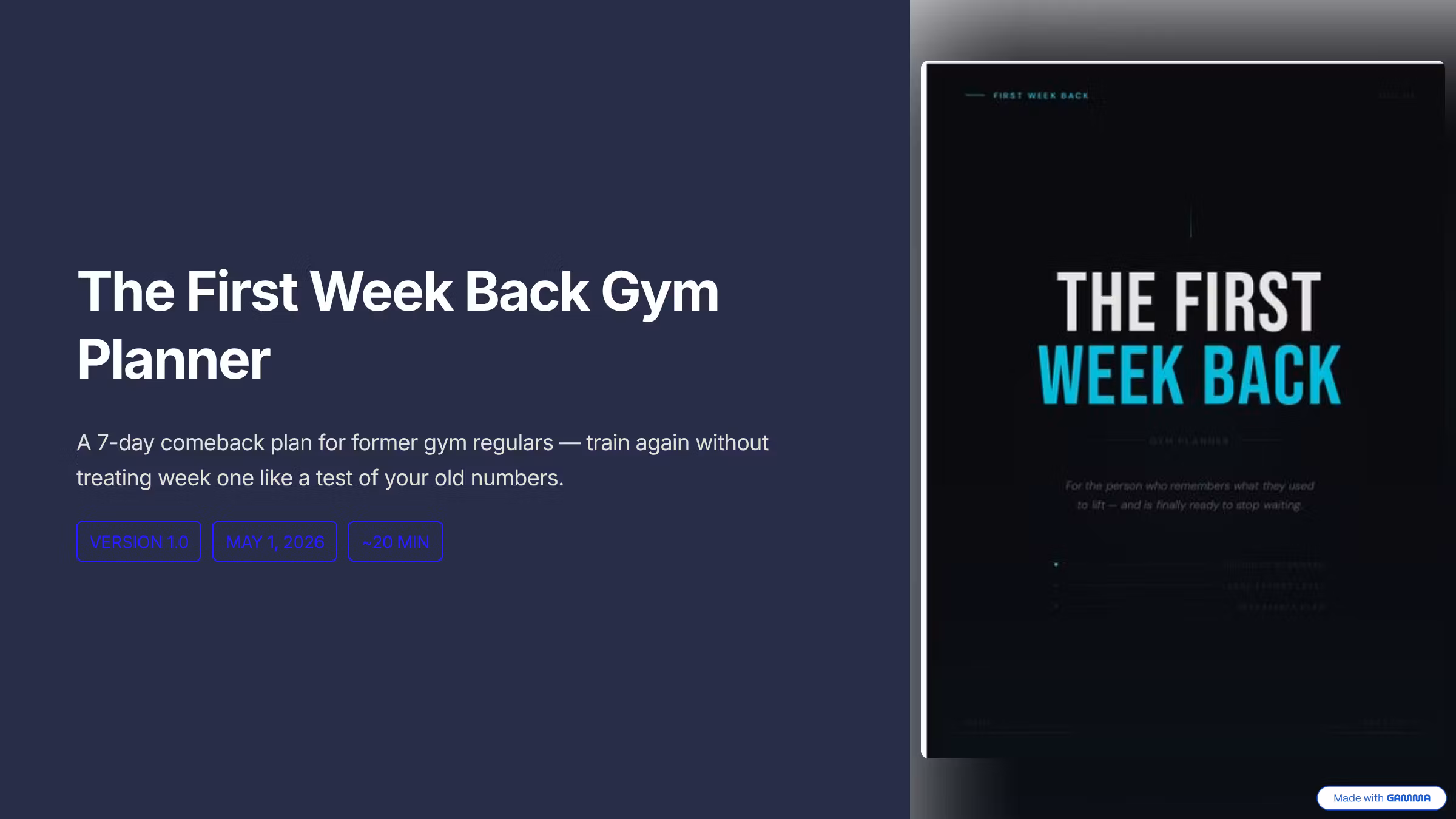Back in the Gym Week 1 Planner