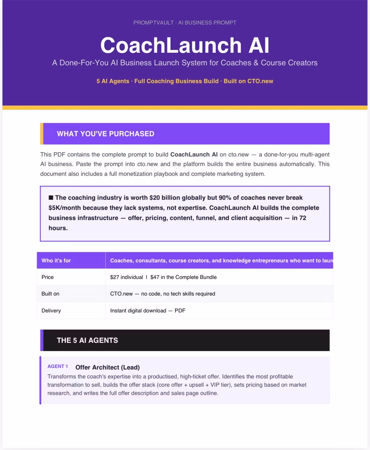 CoachLaunch AI — Complete Coaching Business Builder System Built on CTO.new