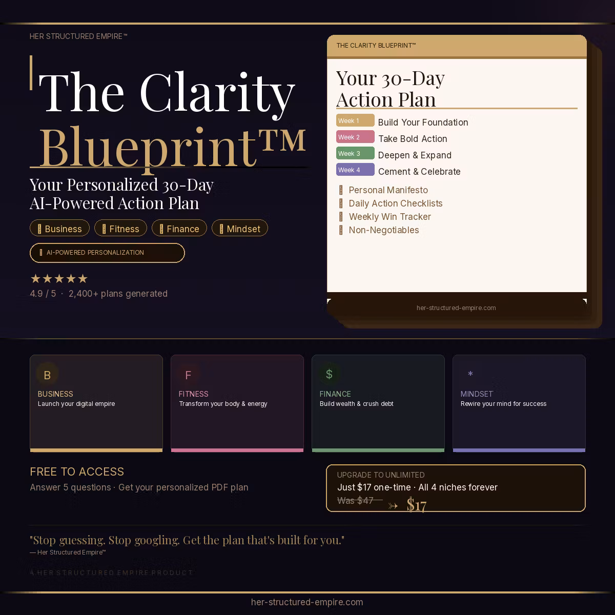 The Clarity Blueprint ™️ - AI Powered 30 Day Action Plan Generator