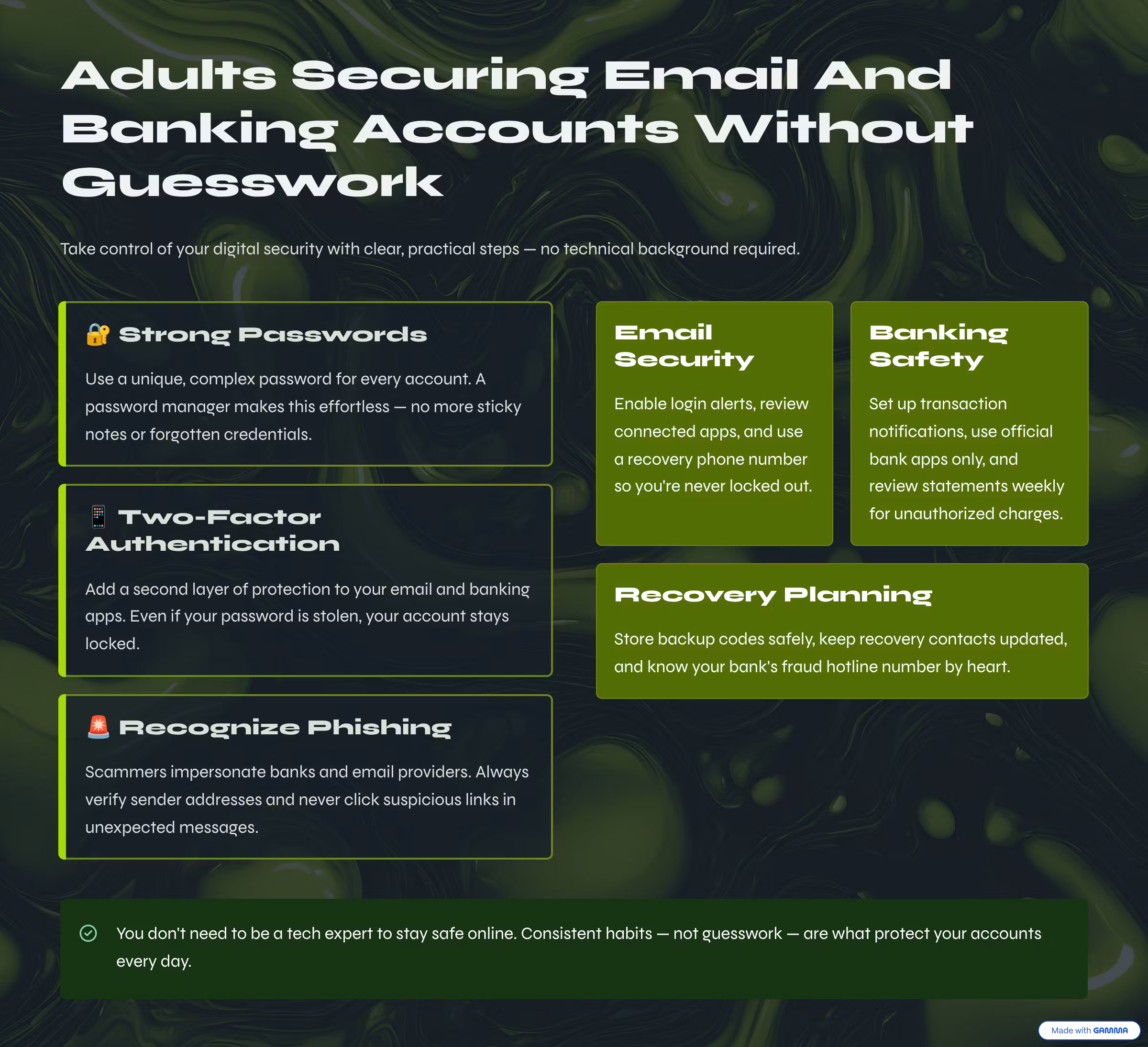 Adults Securing Email And Banking Accounts Without Guesswork