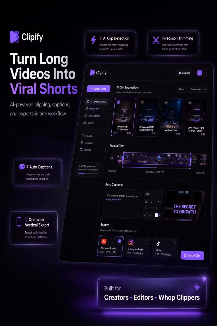 Clipify – AI Video Clipper for Creators