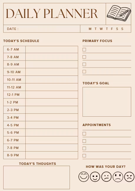 Simple Beige Daily Planner