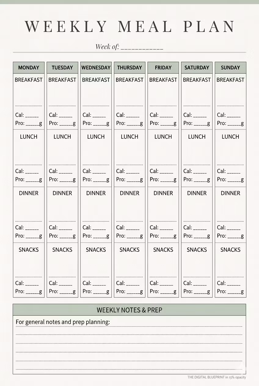 Aesthetic Weekly Meal Planner