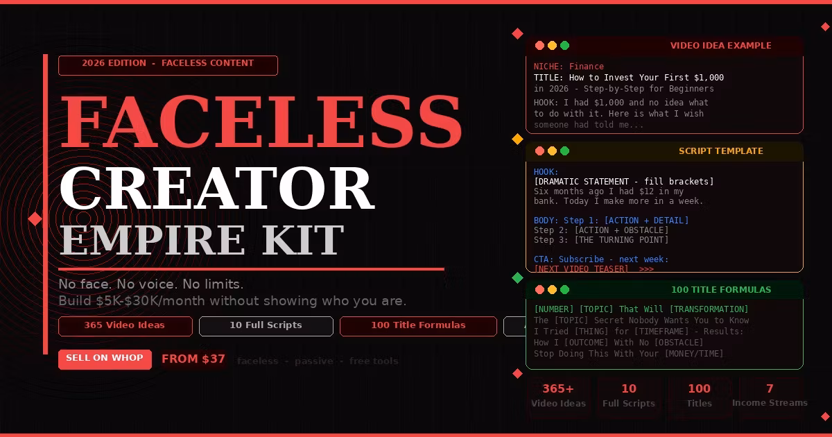 Faceless Creator Empire Kit (2026 Edition)