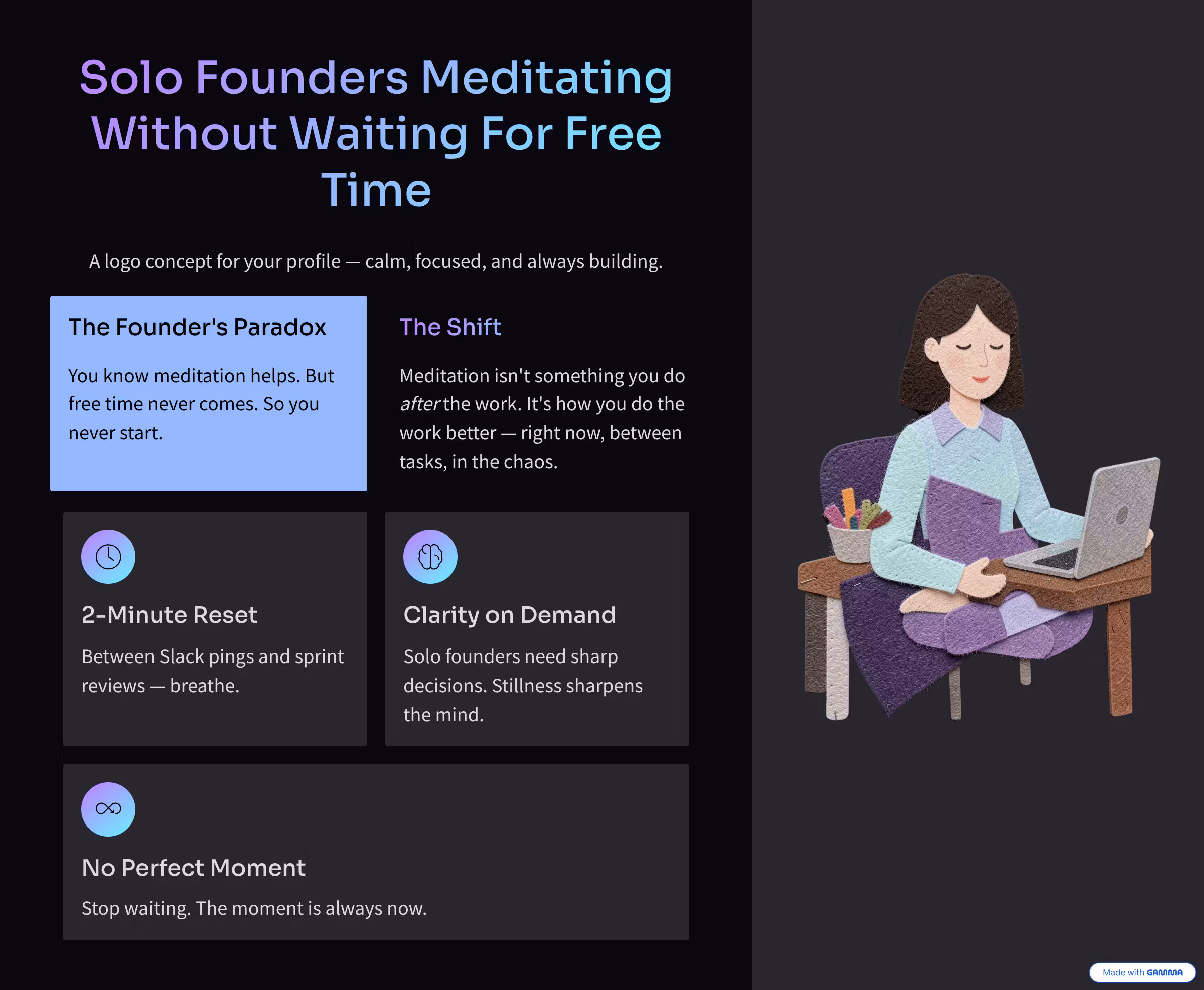 Solo Founders Meditating