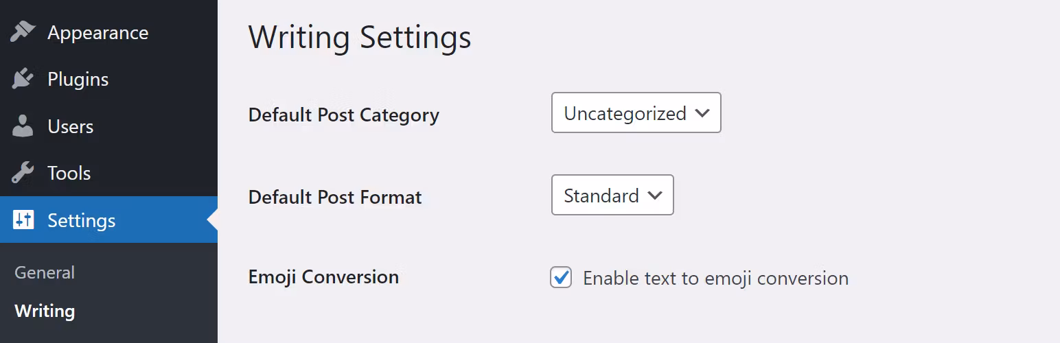 WordPress Emoji Settings