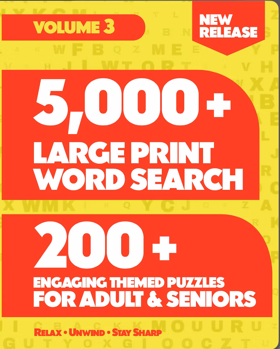 New Large Print Word Search Puzzle Book for Adults & Seniors V3