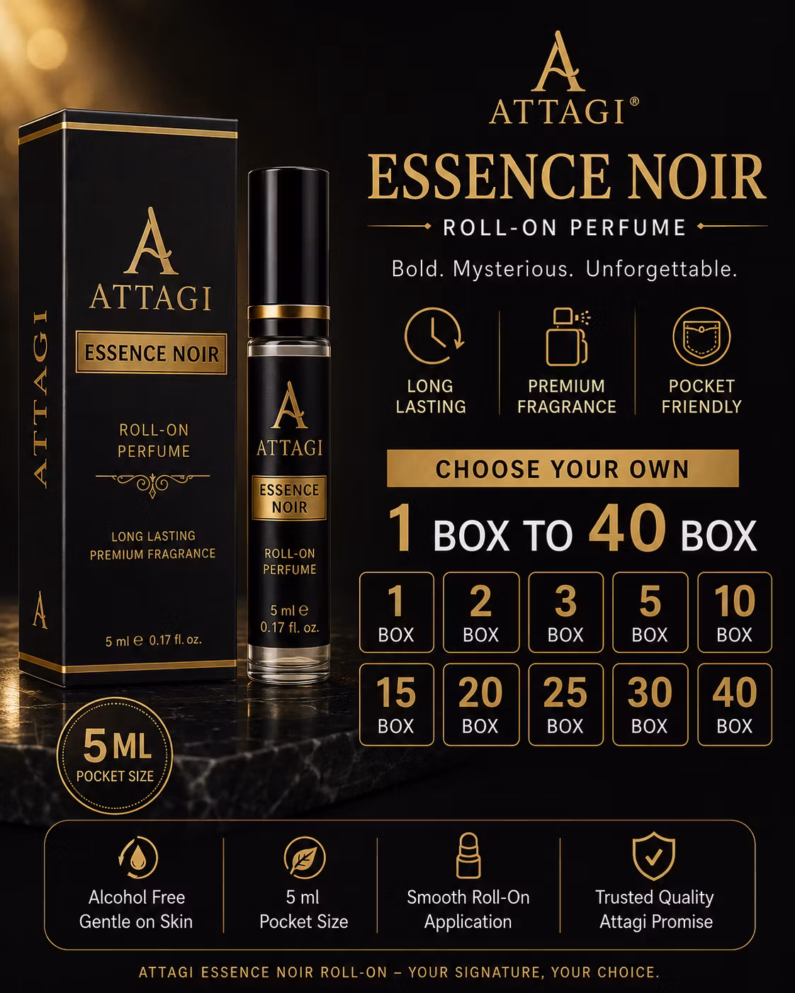 Attagi Essence Noir Roll-On 8ml 1 box to 40 box