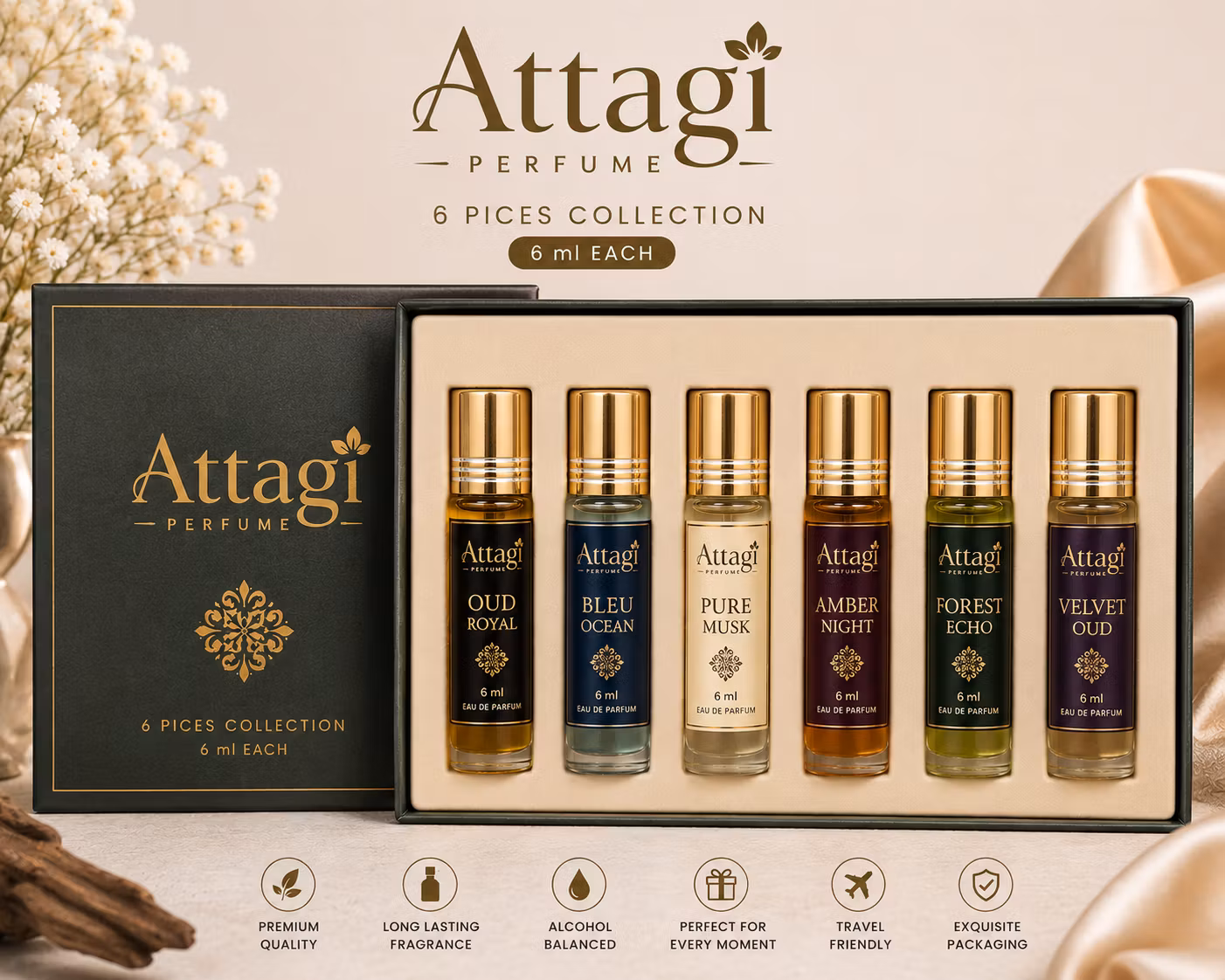 Attagi Essence Noir Roll-On 6 pices