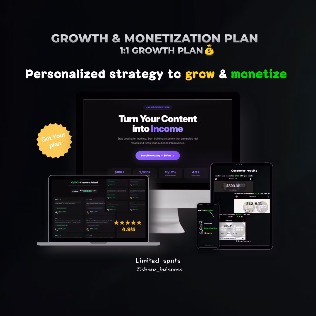 1:1 Growth & Monetization Plan 💰