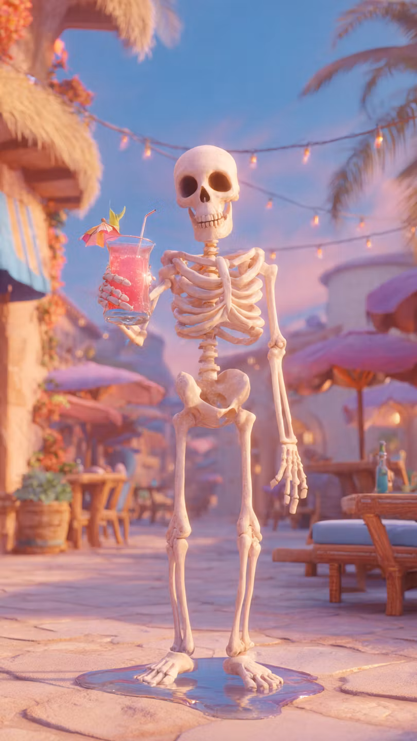 Animated video of a skeleton