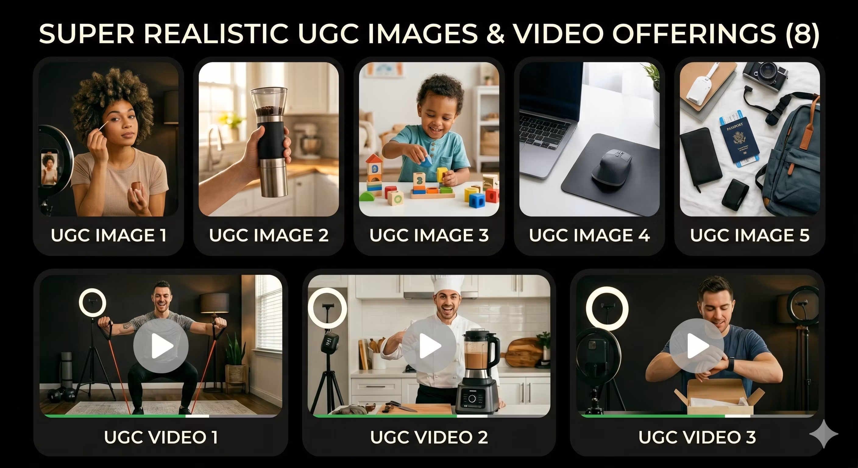 UGC IMAGES ( 5 ) + UGC VIDEOS ( 3 ) + FREE 3 REVISIONS