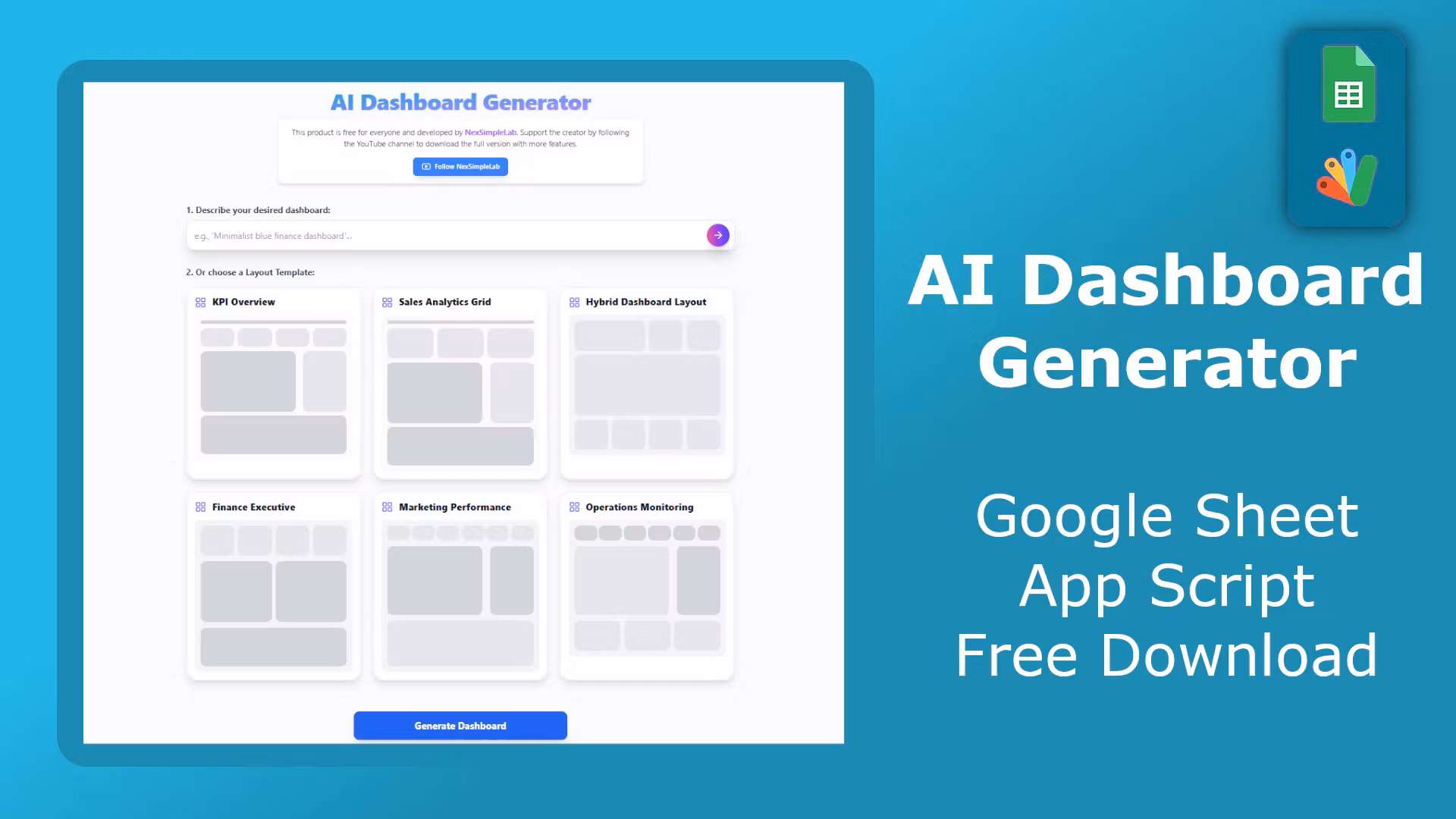 AI Dashboard Generator V2 - React & Apps Script Source Code