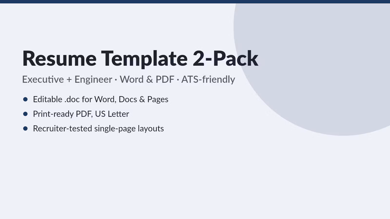 ATS Resume Template 2-Pack, Executive & Engineer (Word + PDF)