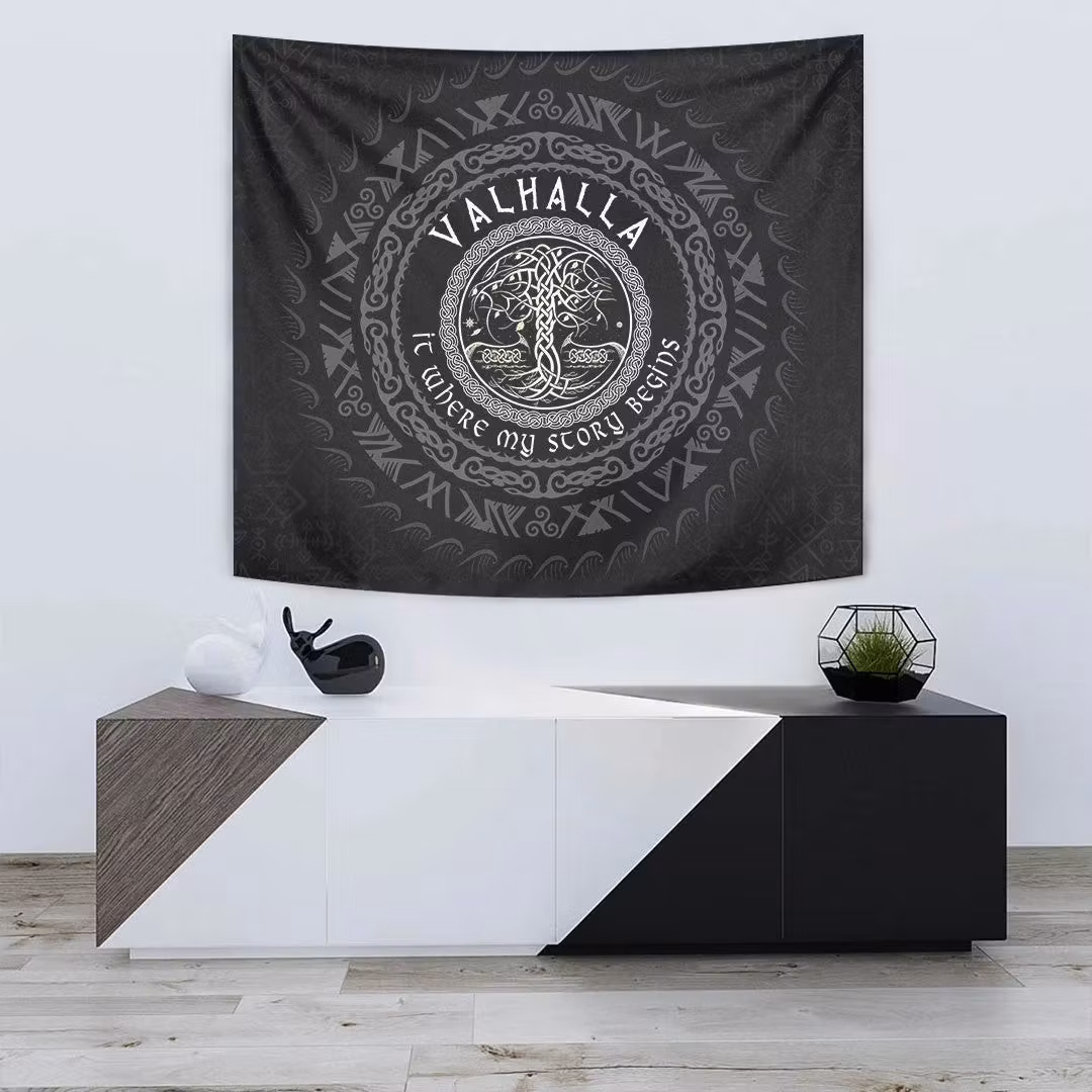 Viking Yggdrasil 'Valhalla! It Where My Story Begins' Tapestry 
