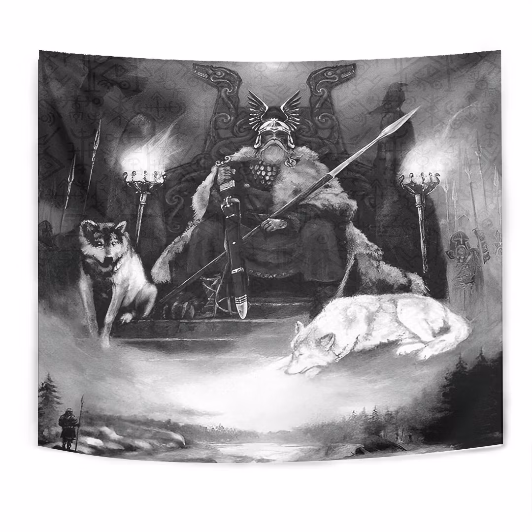 King Odin Viking Fenrir Tapestry