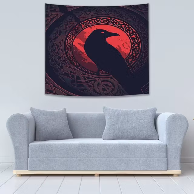 Viking Raven and Celtic Blood Style Tapestry