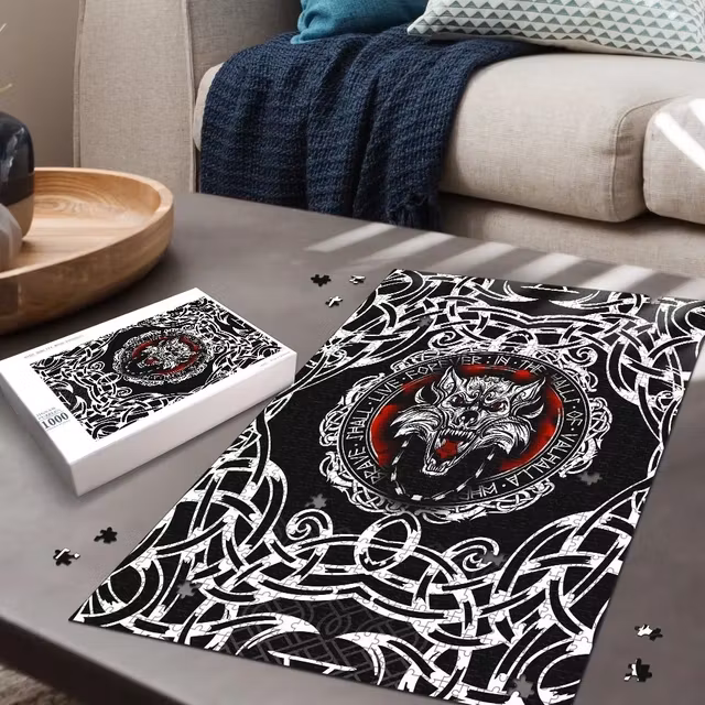Viking Fenrir Wolf Premium Wood Jigsaw Puzzle