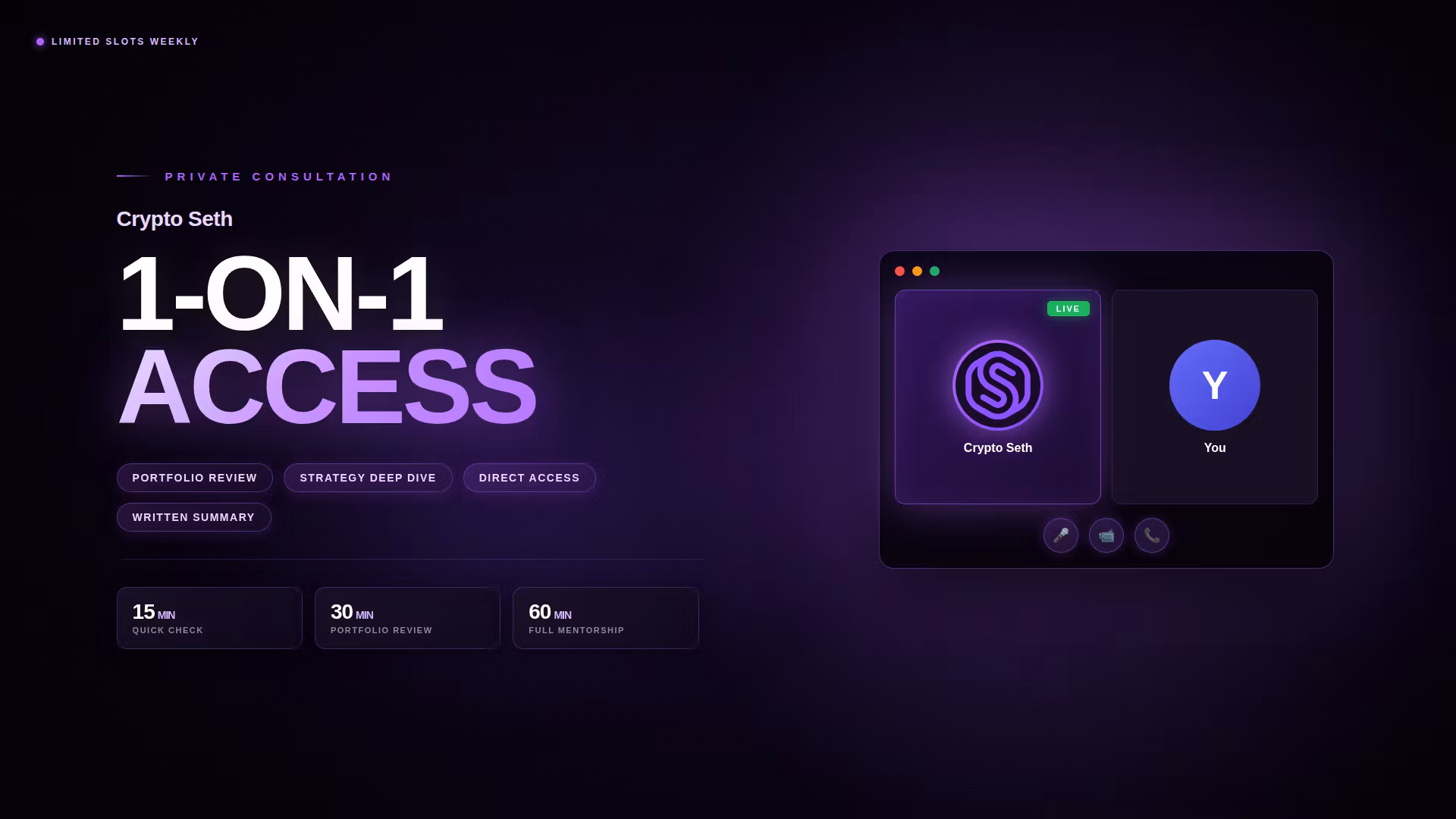 Crypto Seth 1-1 Consultation (Quick Check-In)