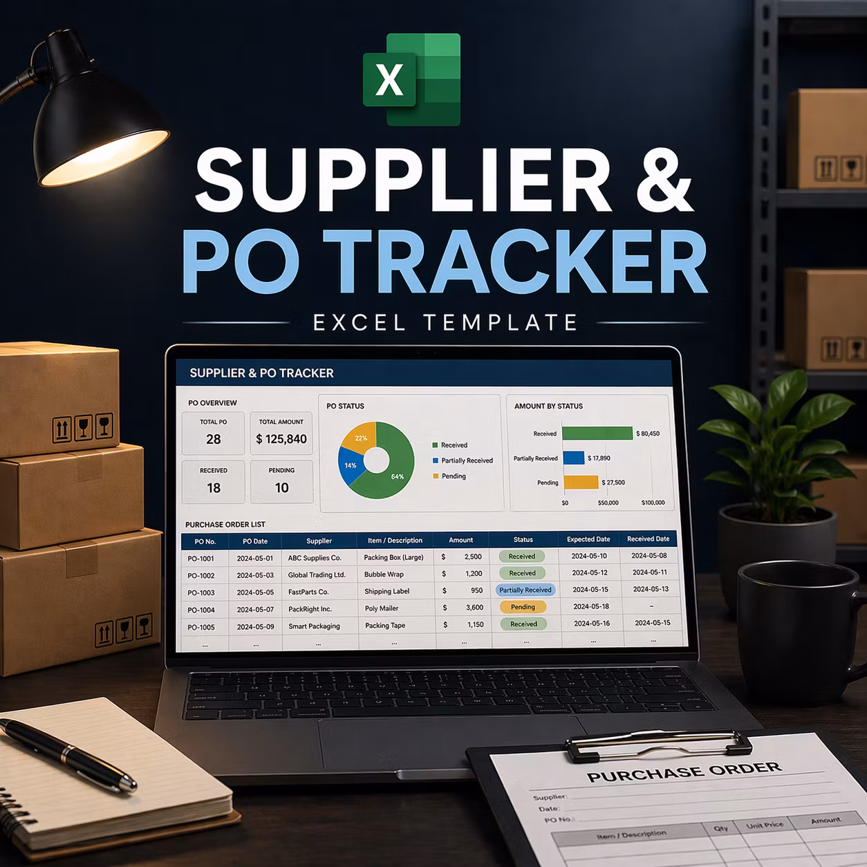 Supplier & PO Tracker (Excel)