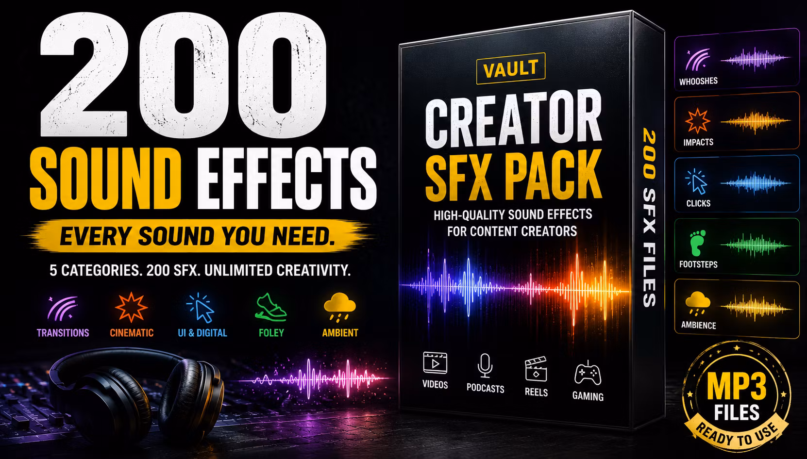 Pro Sound Effects Vault — 200 SFX for Fast Editing
