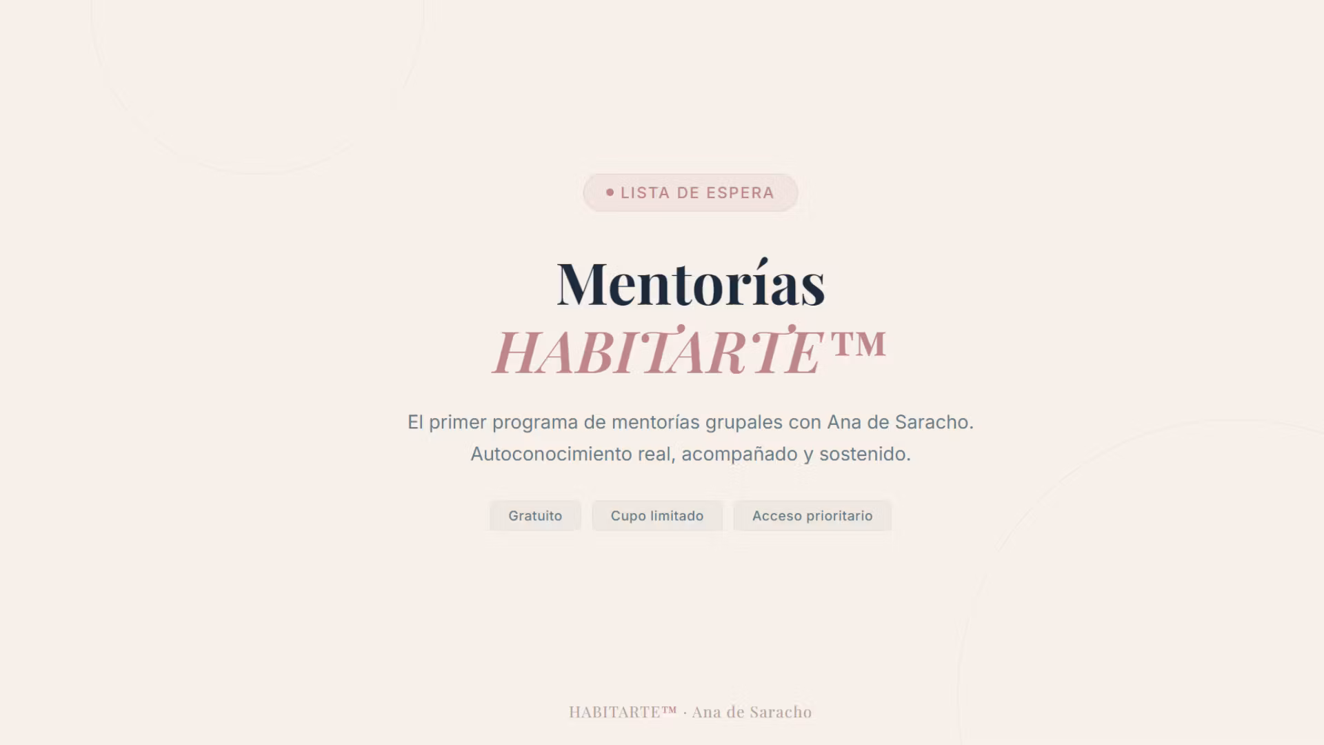 Lista de Espera — Mentorías HABITARTE™ con Ana de Saracho