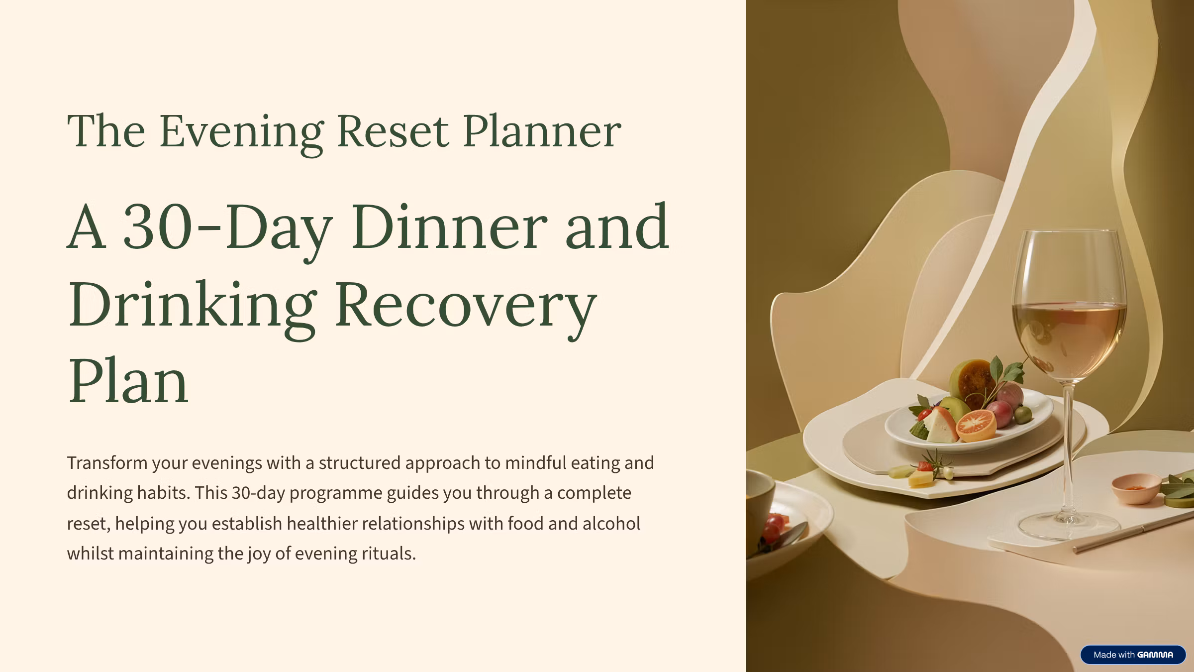 The Evening Reset Planner: A 30-Day Dinner and Drinking Recovery Plan