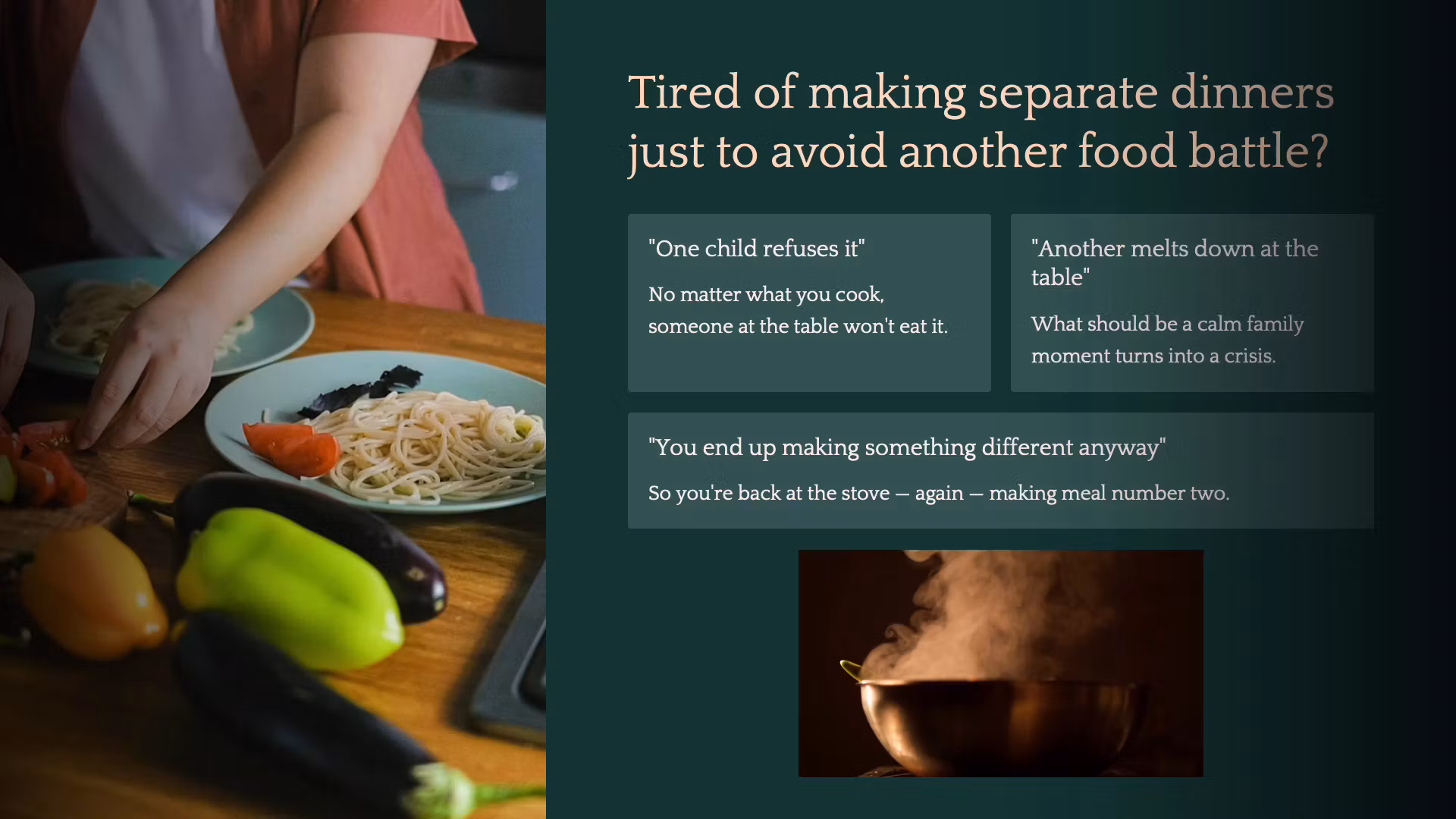Parents Serving Family Dinners Without Separate Plates