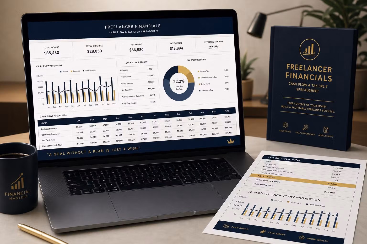 Tax Split Cash Flow Template for Freelancers