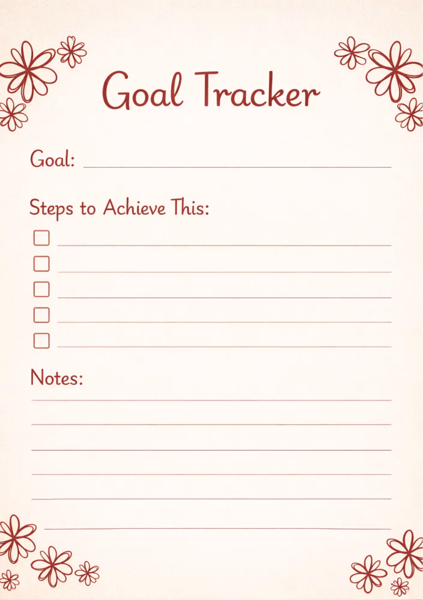 A Goal_printable goal tracker.