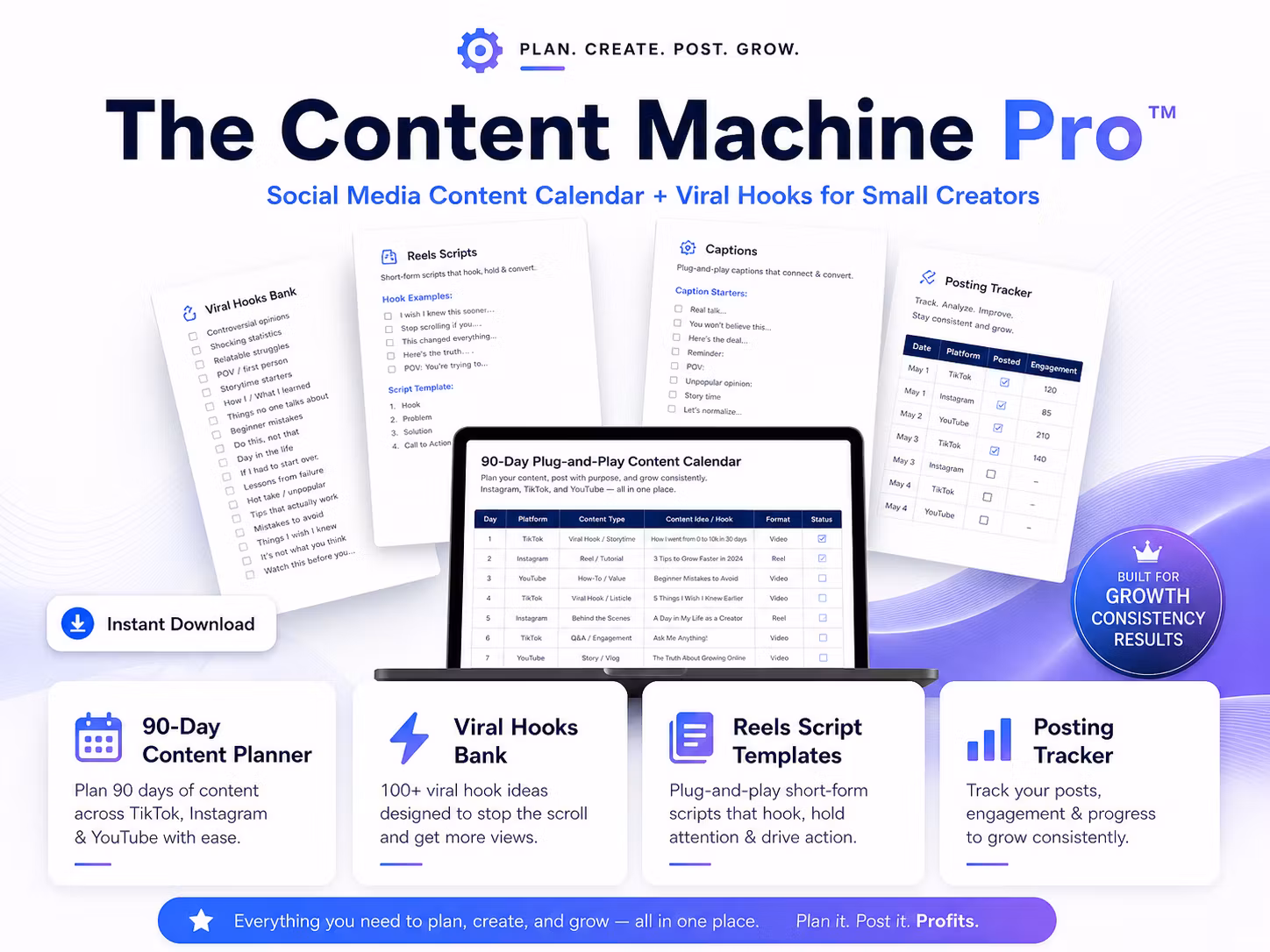 Social Media Content Calendar for Small Creators — The Content Machine Pro