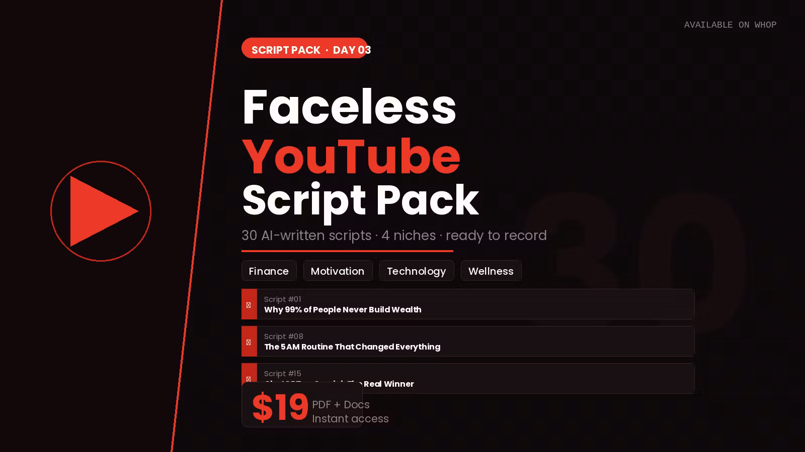 Faceless Youtube Script Pack
