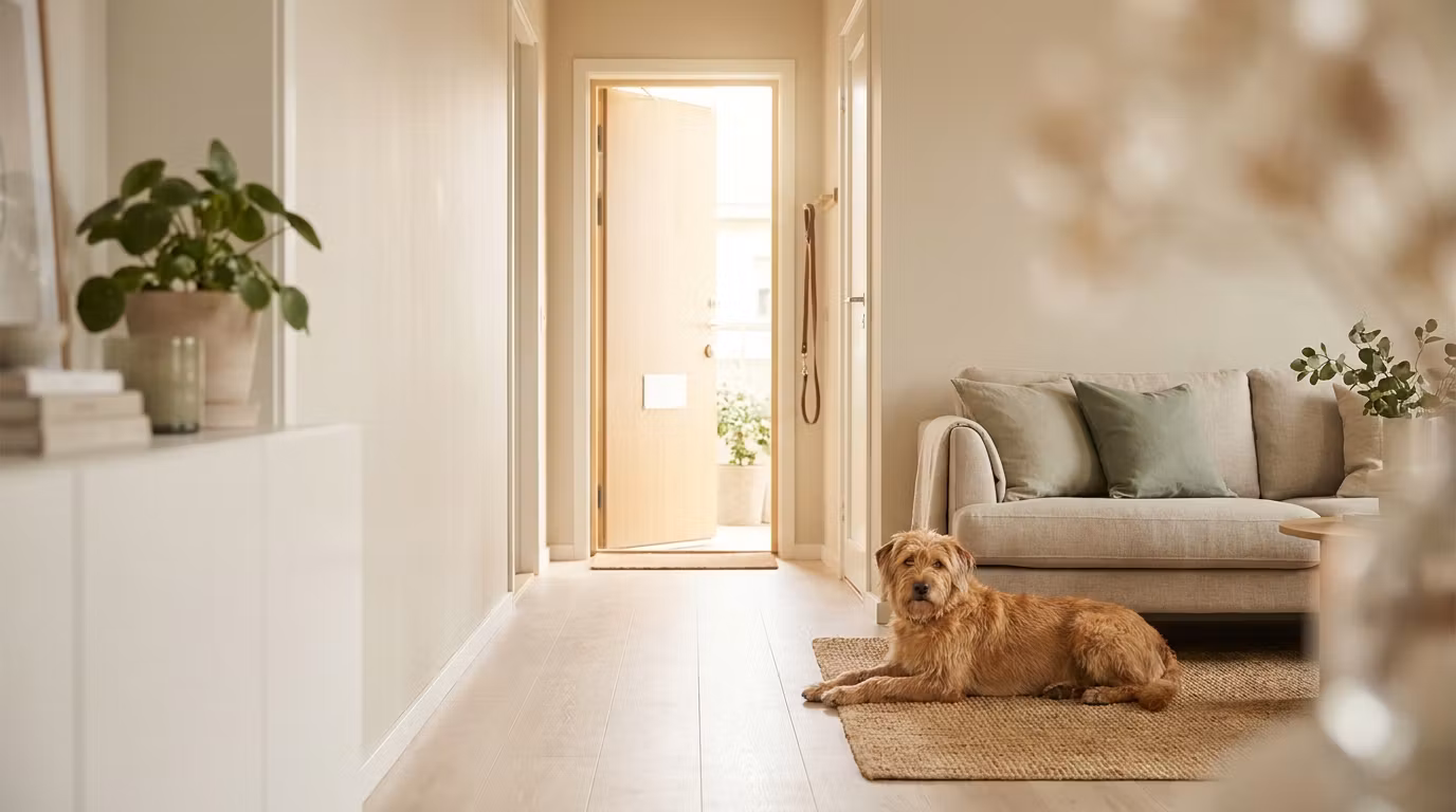 Apartment Dog Owners Leaving Calmly Without Panic