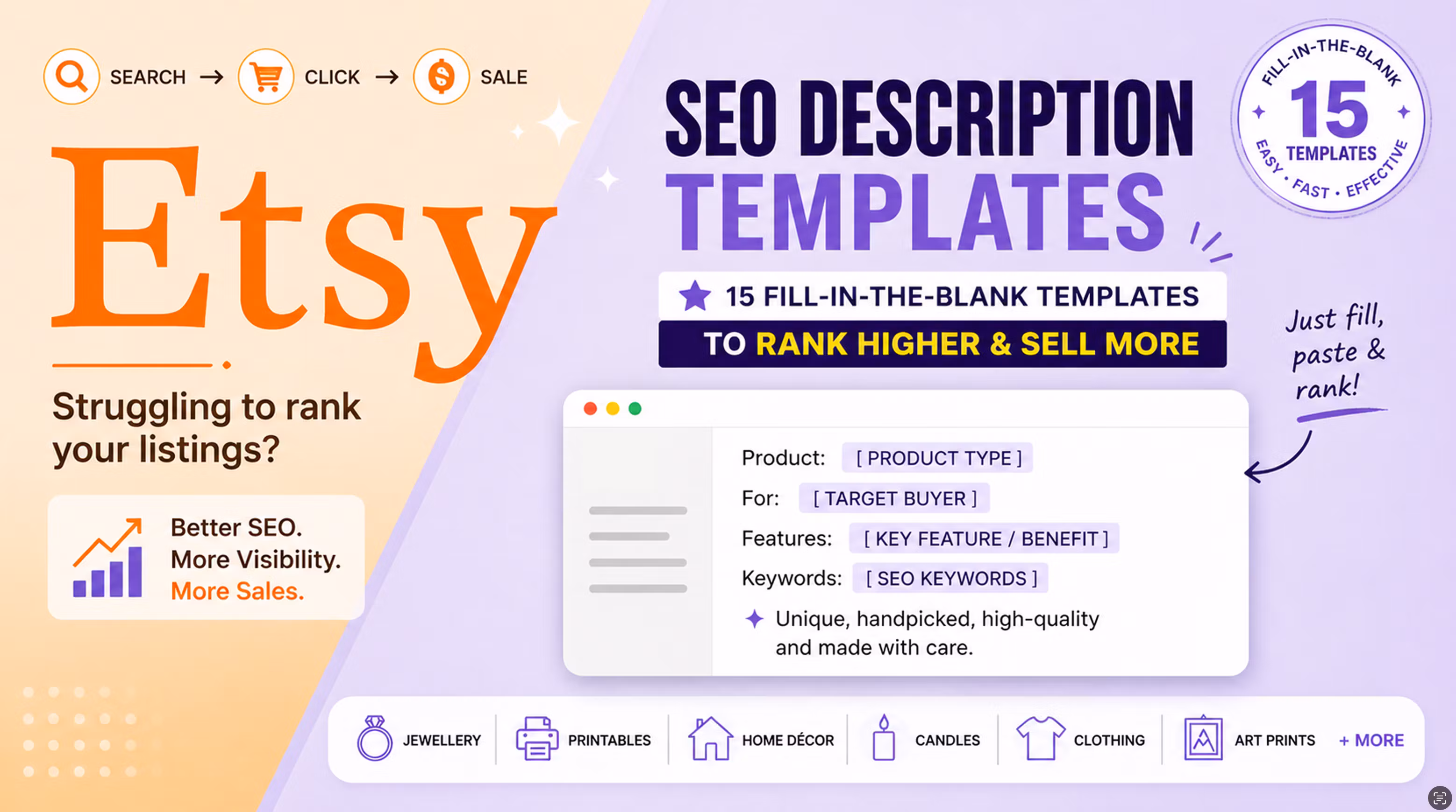 Etsy SEO Description Templates — Fill In, Rank Higher, Sell More