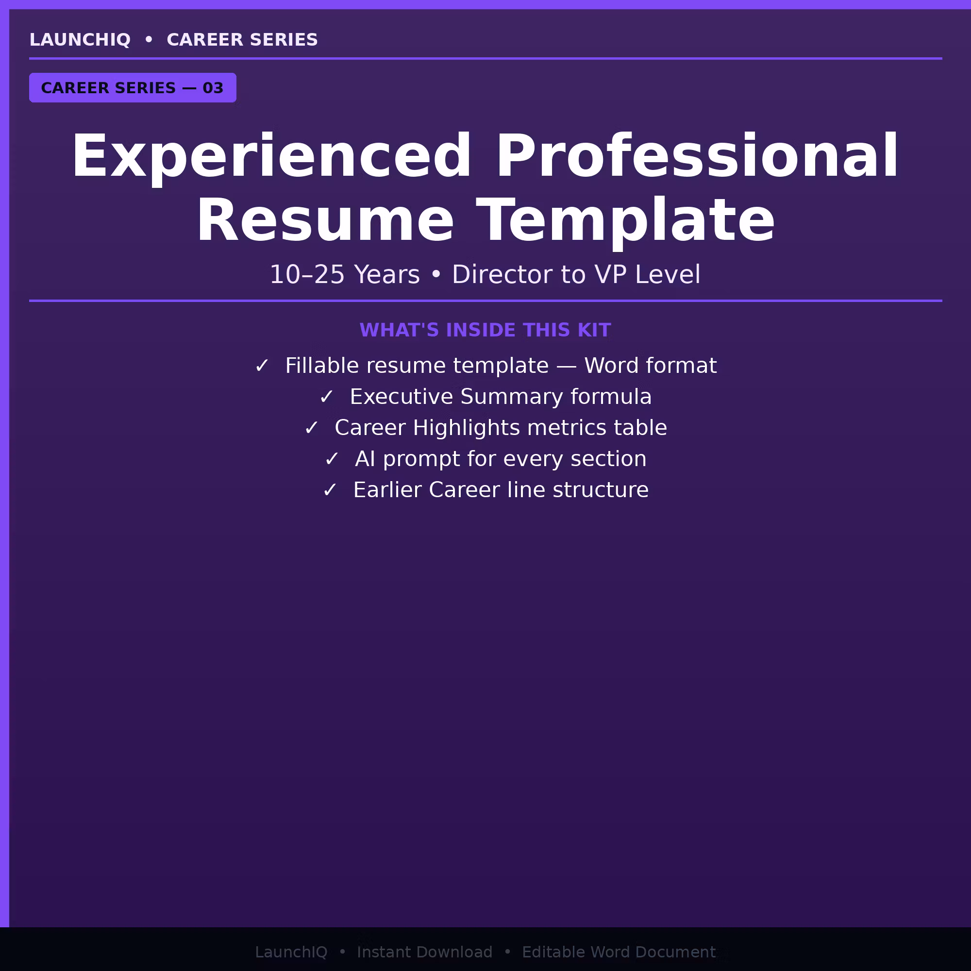 Experienced Professional Resume Template