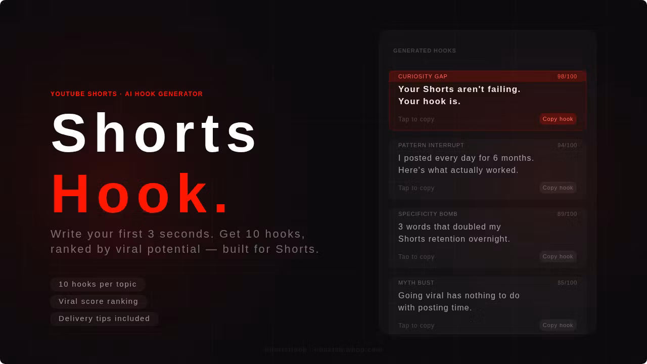 Youtube  Shorts Hook Generator