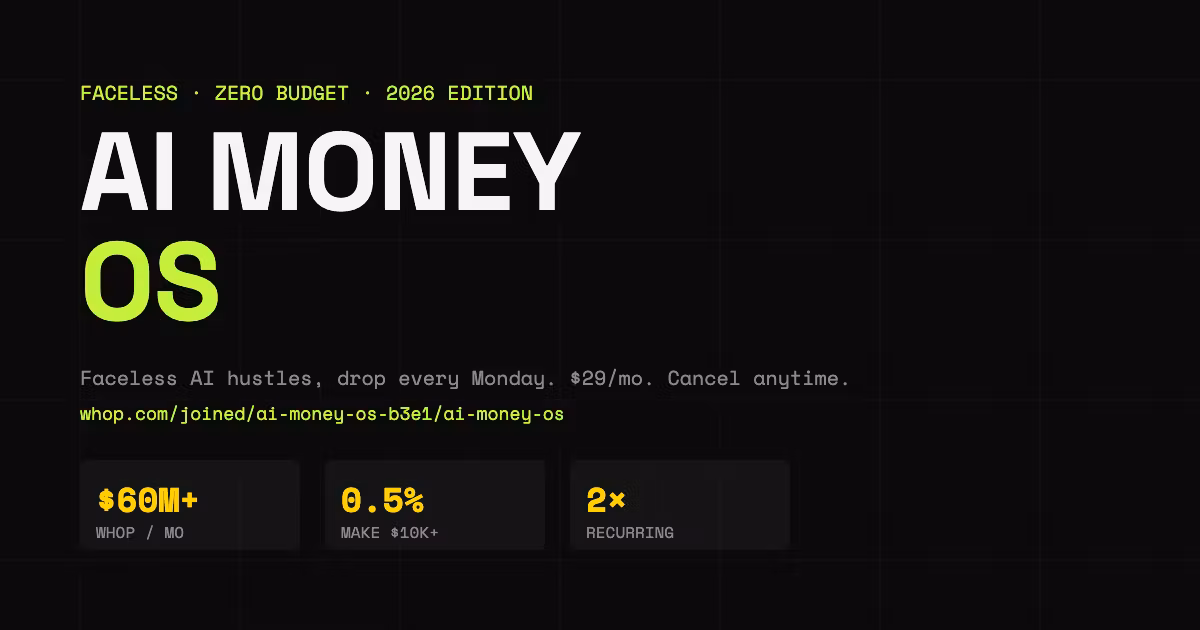 AI Money OS — Faceless AI Hustles, Weekly Drops
