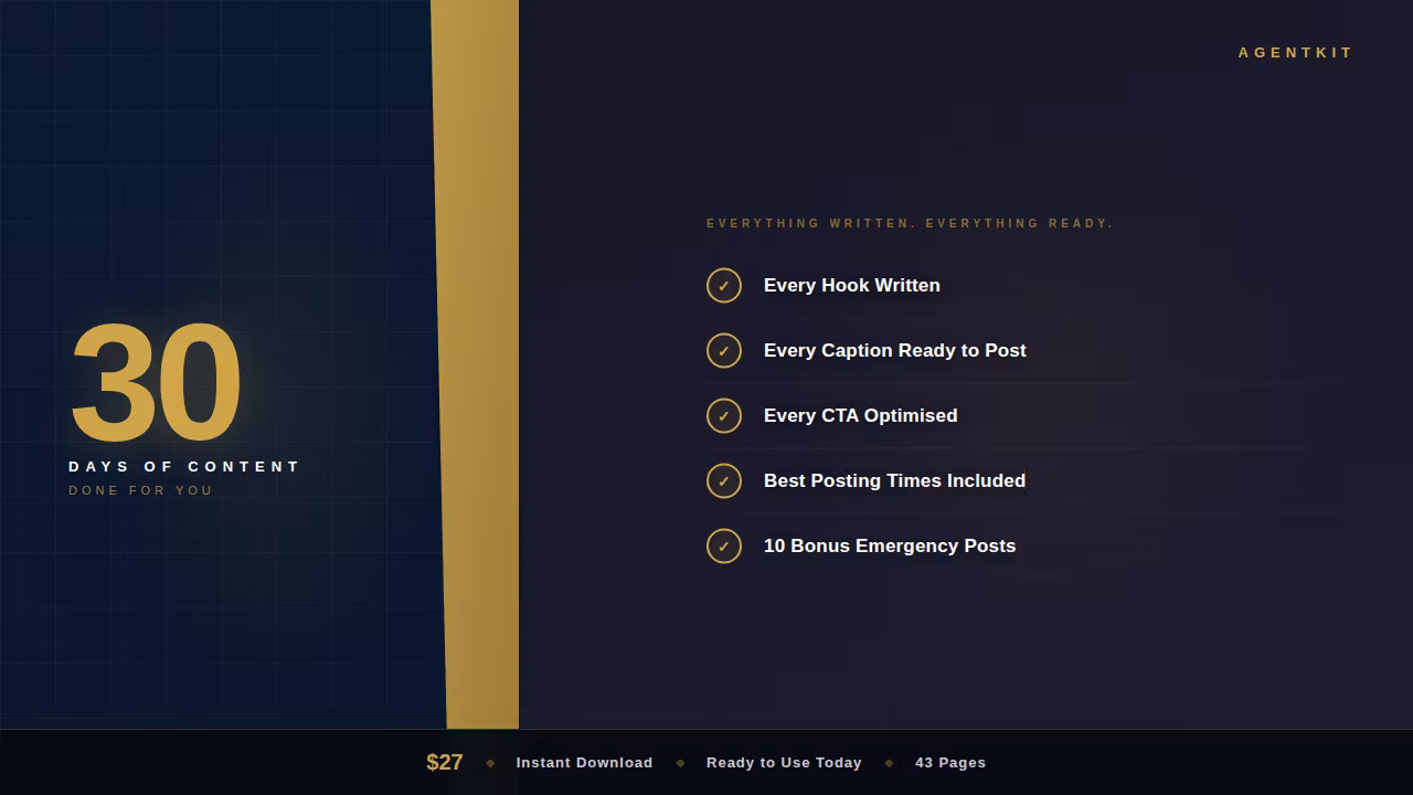 The 30-Day Real Estate Content Calendar by AgentKit