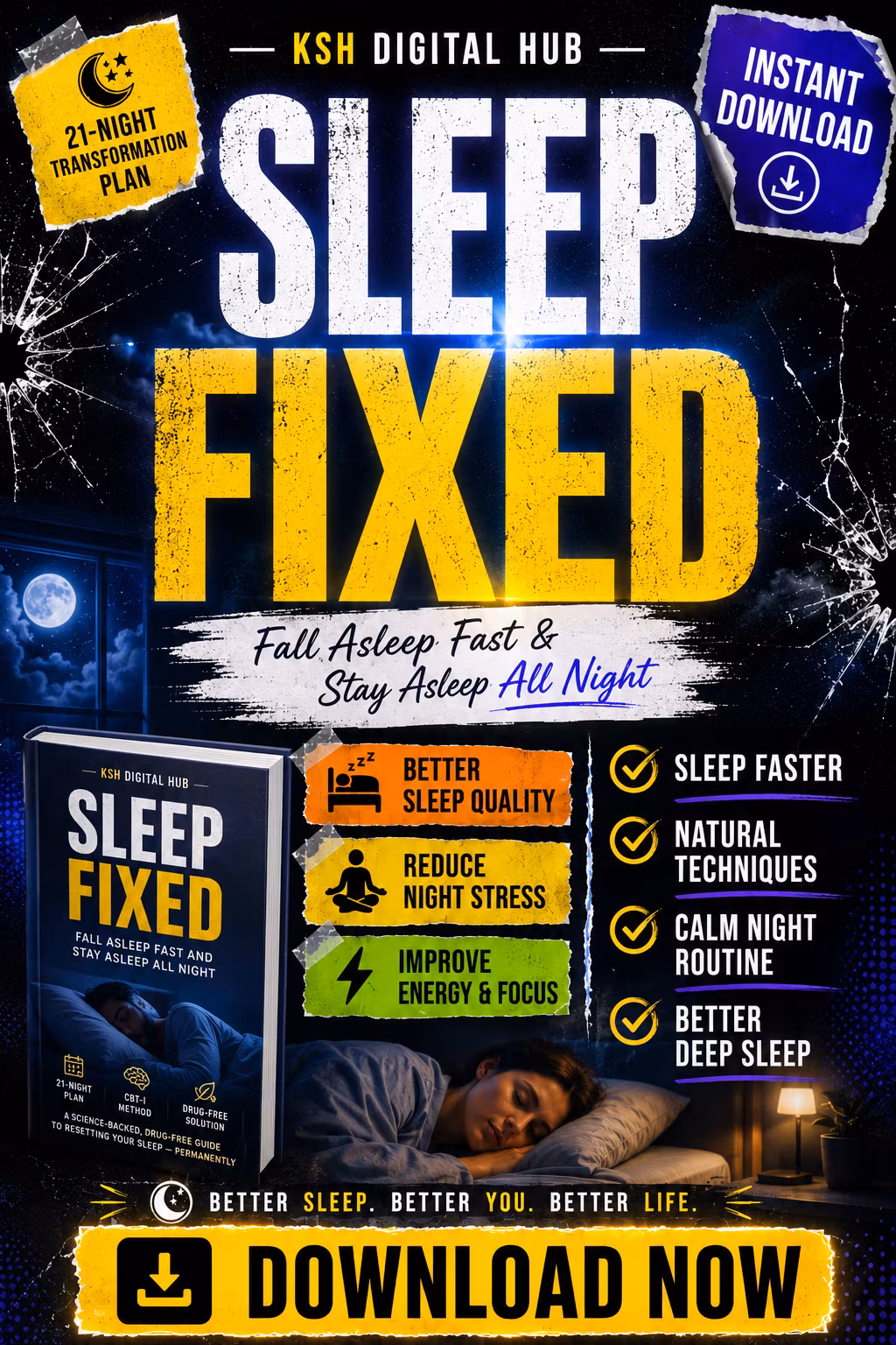 Sleep Fixed – How to Fall Asleep Fast & Stay Asleep All Night E-book