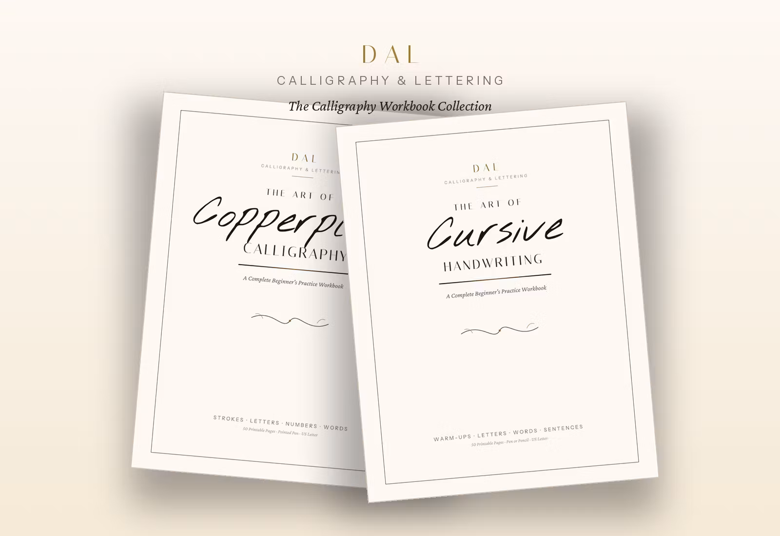 Bundle (Copperplate + Cursive) practice workbooks