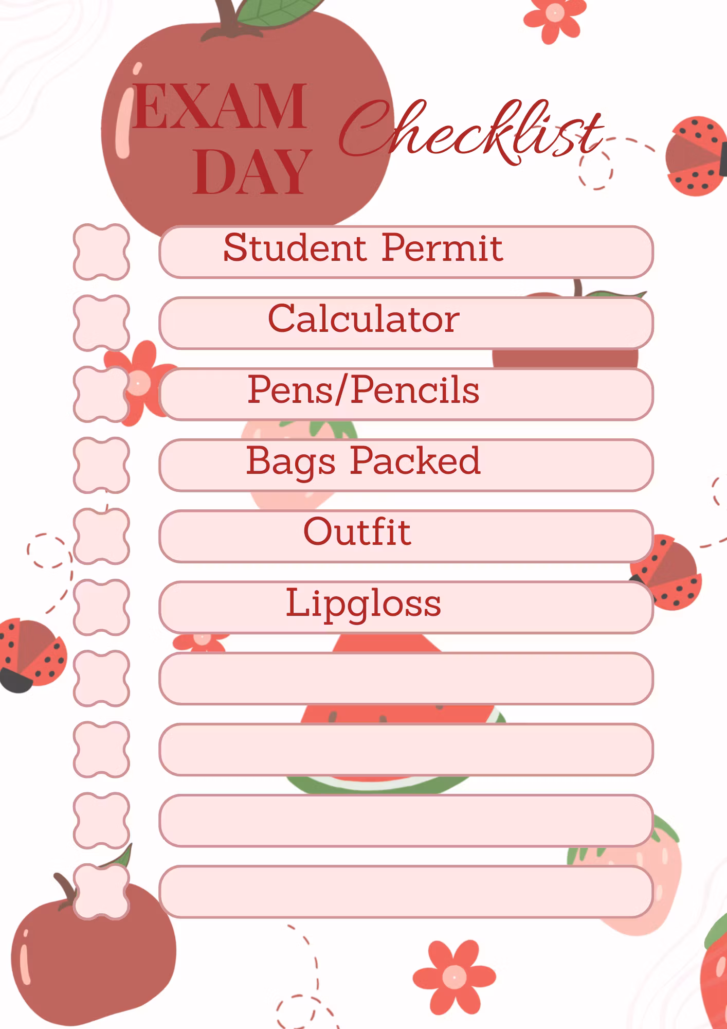 Exam Day Checklist