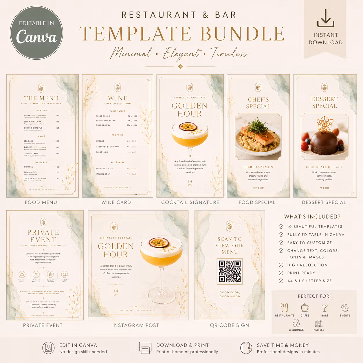Elegant Restaurant & Bar Template Bundle