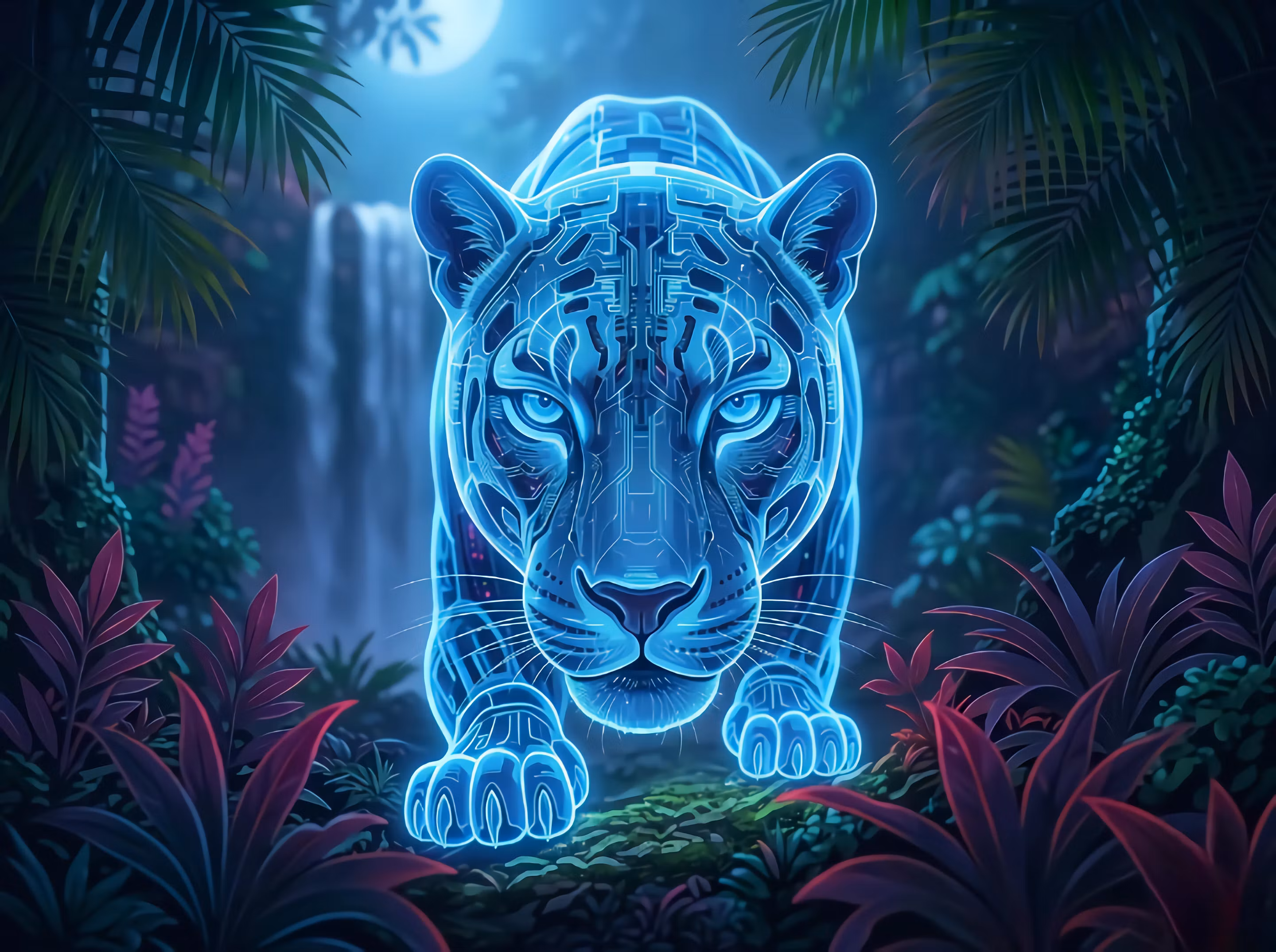 Neon Cyber-Predator: Futuristic Digital Asset