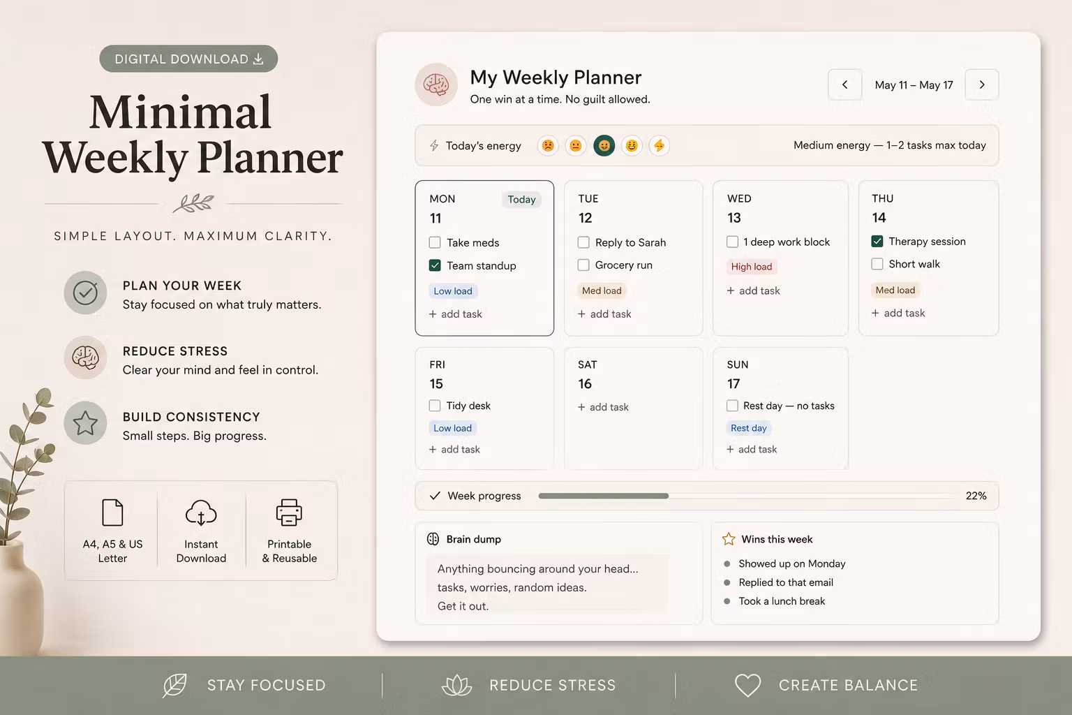 🧠 ADHD Weekly Planner