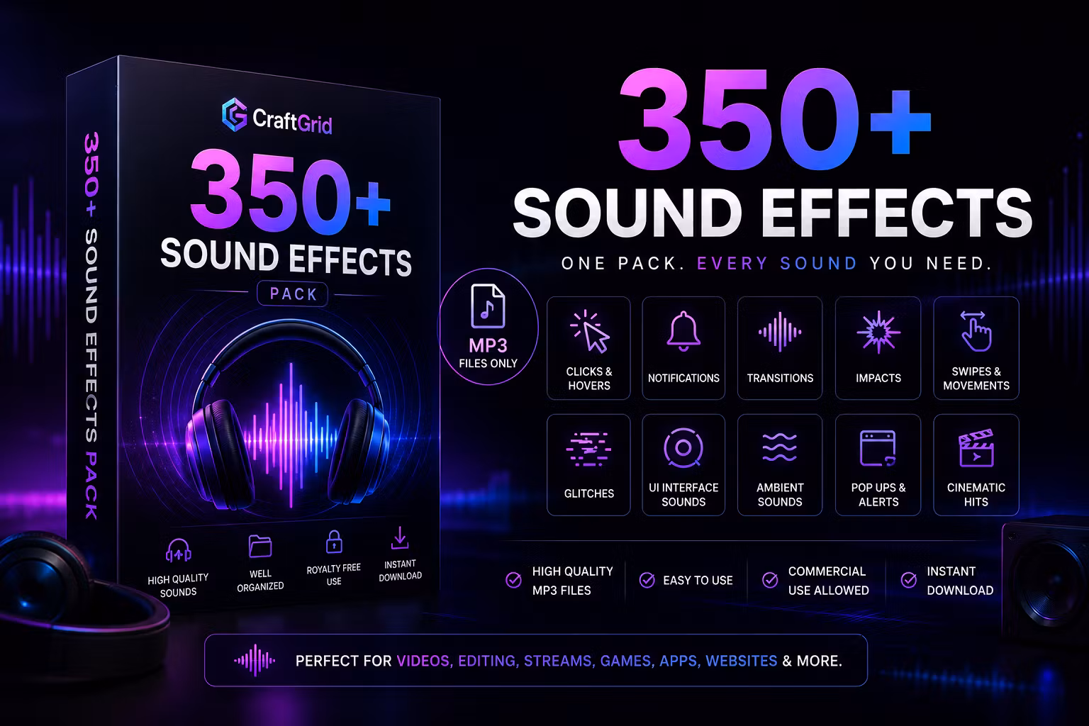 350+ Premium Sound Effects Pack